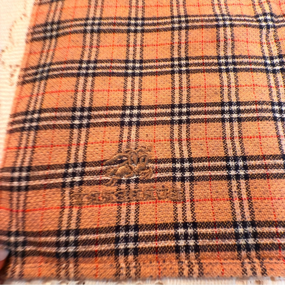 Plaid Scarf with Embroidered Logo face cloth